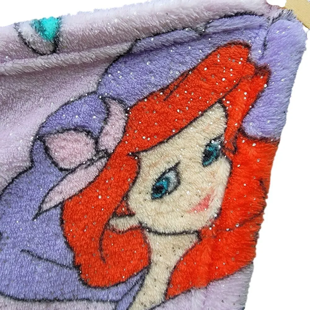 Disney Little Mermaid Glittery Purple Fleece Throw - 50